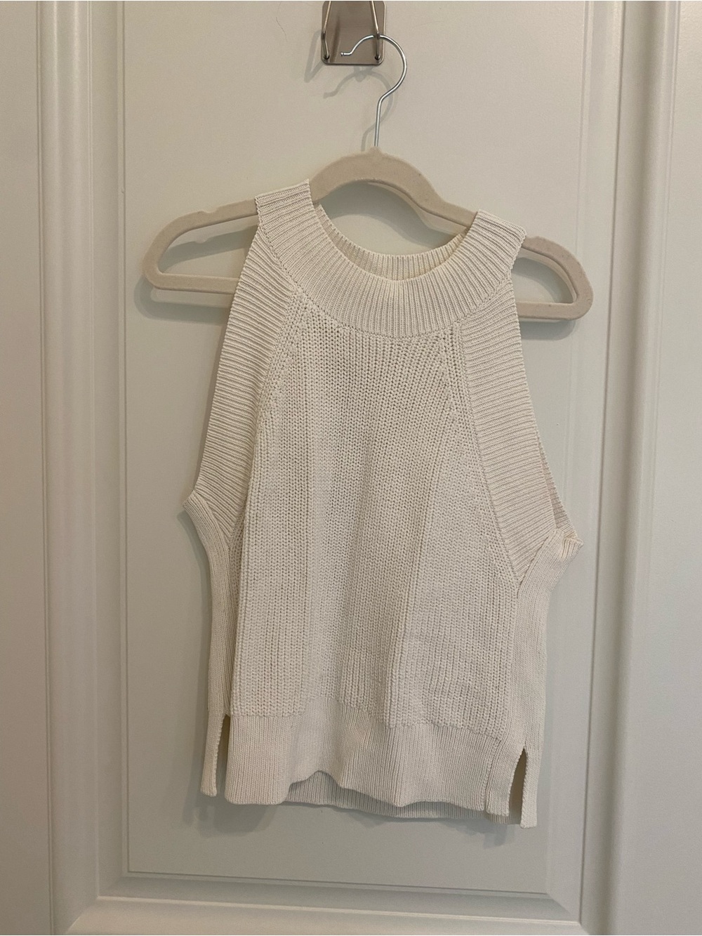 Wilfred Cream Ribbed High-Neck Knit Tank